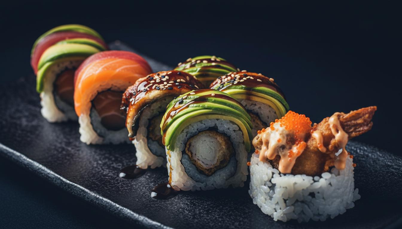 Chef's Signature sushi roll with fresh seafood and gourmet house sauce