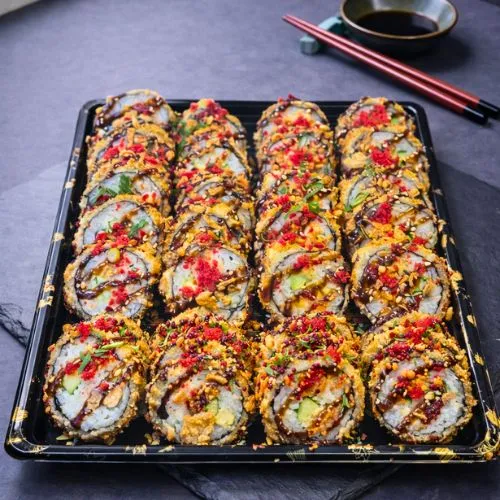 Crispy Crunchy Roll with tempura flakes and savory unagi glaze
